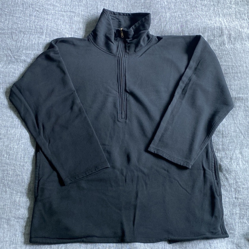J. Crew Cotton University Terry Long Half-zip Tunic in Black Size Small - Picture 5 of 8